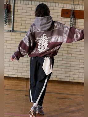 Free People Final Call Bandana Logo Hoodie Chocolate Medium Oversized NWT$168